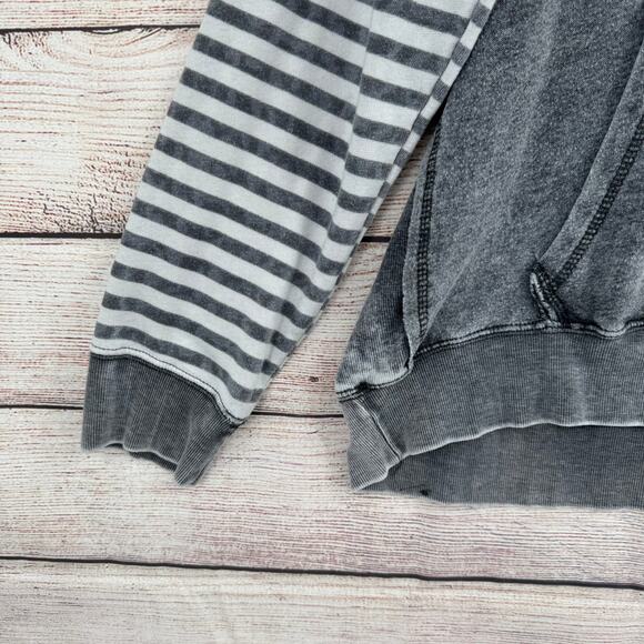 Stone Brewing V-Neck Striped Hoodie Sweatshirt Womens XL Gray Rough Seam - Picture 3 of 11